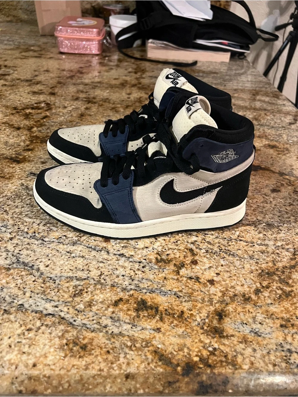 Jordan 1 Mid Men’s Sneakers — Black, Navy, Cream